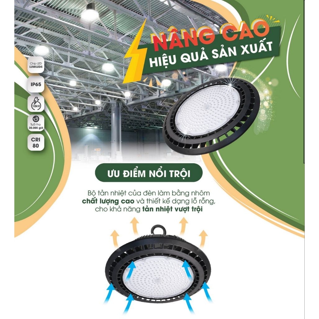 Đèn Highbay HB03 100w, 120w,150w,250w Rạng Đông. Nhà Xưởng, Sân Thể Thao.