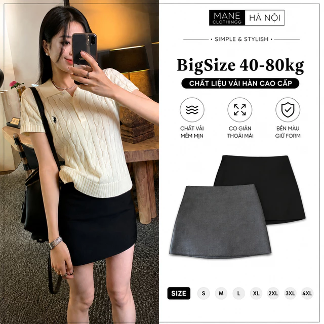 Chân Váy Nữ Dáng A Cạp Cao Có Quần Bảo Hộ, Vải Hàn Cao Cấp, Form Đẹp Tôn Dáng, Khóa Kéo Sau, Váy Ngắn Basic_999