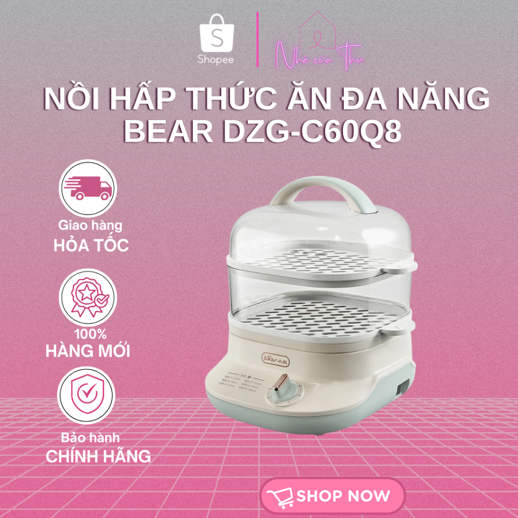 Nồi hấp thức ăn đa năng Bear DZG-C60Q8 - Hàng Chính Hãng - Bảo Hành 18 Tháng