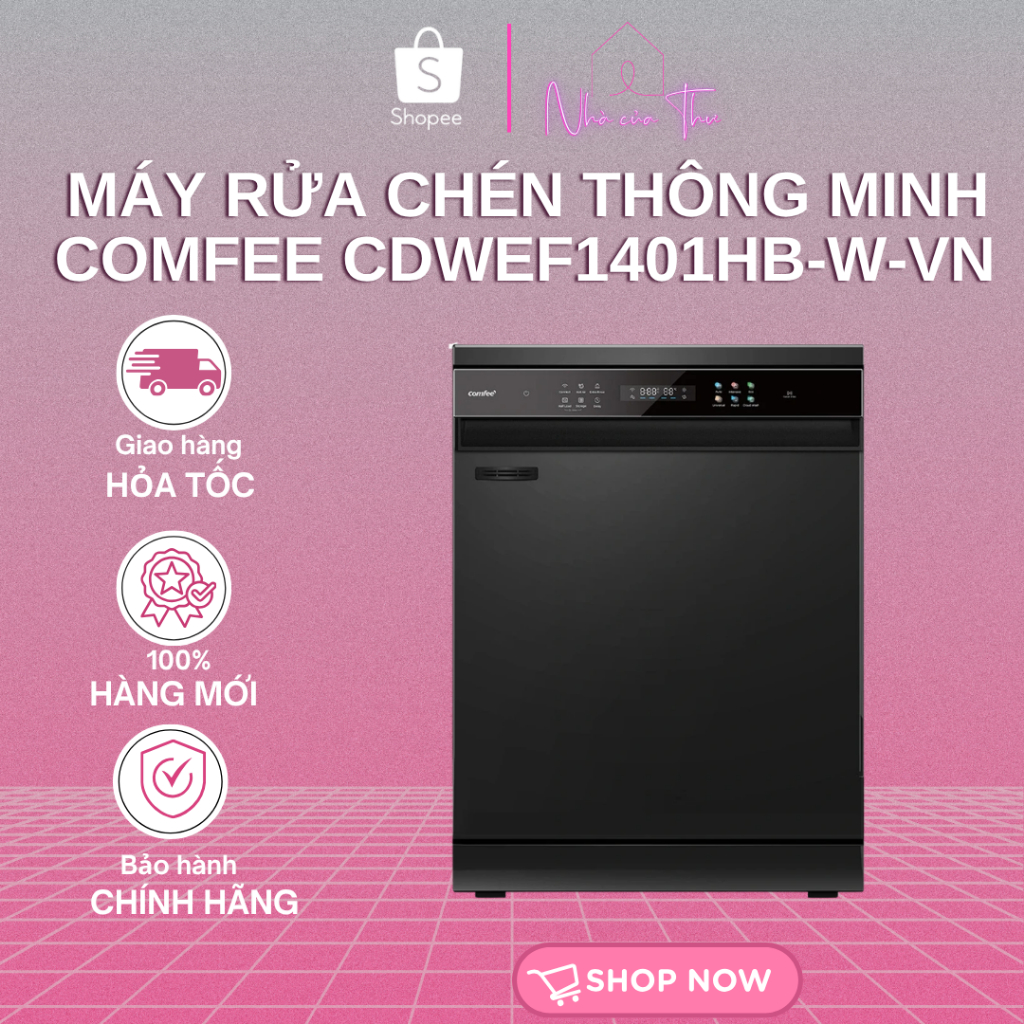 Máy rửa chén thông minh COMFEE CDWEF1401HB-W-VN - 14 bộ - Bảo hành 24 tháng
