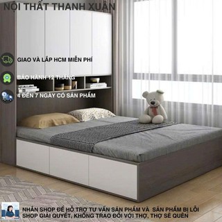 (Freeship giao và lắp HCM) Giường ngủ thông minh kèm tủ quần áo hộc kéo đa năng Thương hiệu Thanh Xuân