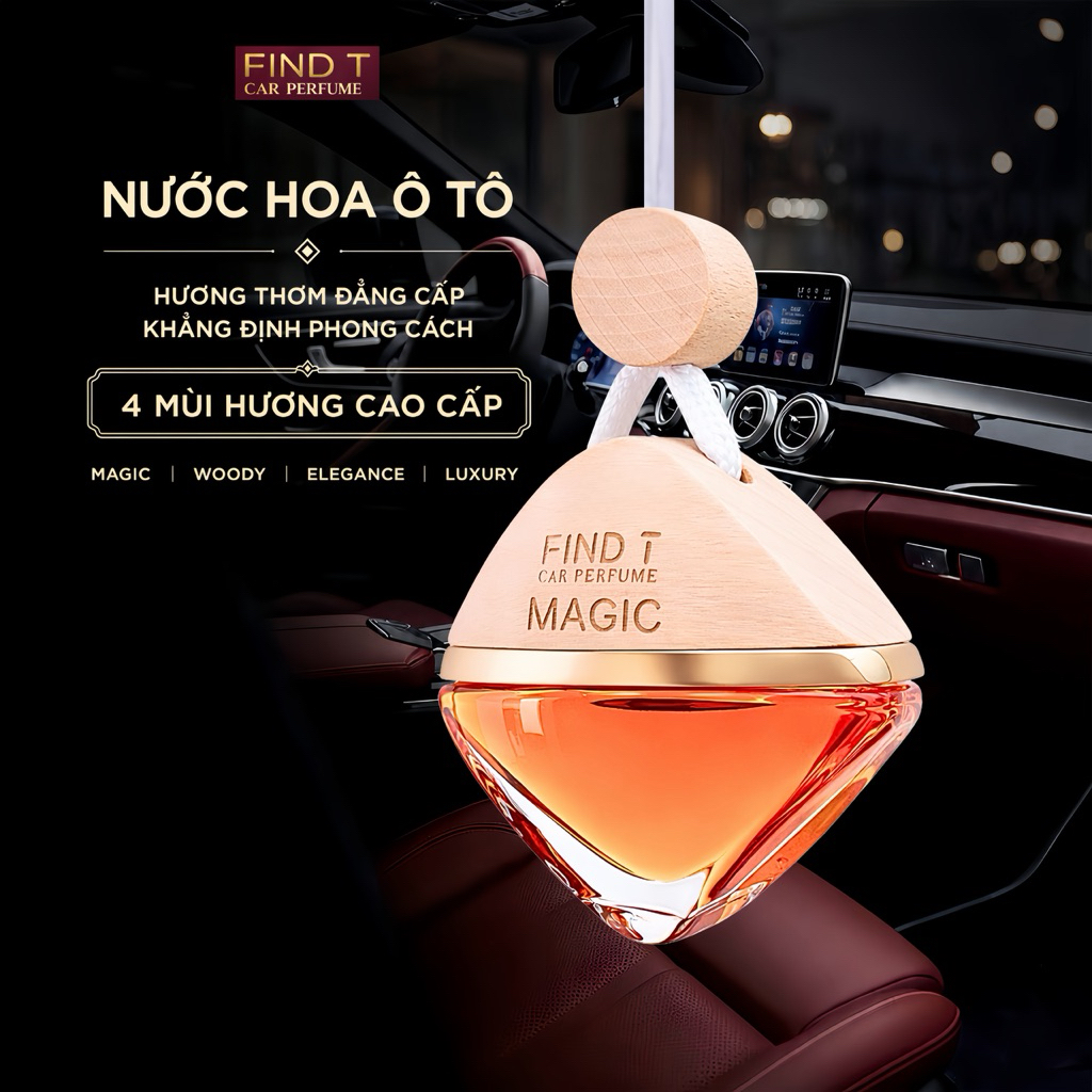NƯỚC HOA Ô TÔ FIND T ( Treo Xe 8ml ) - 4 Mùi Hương - Magic - Elegance - Luxury - Woody