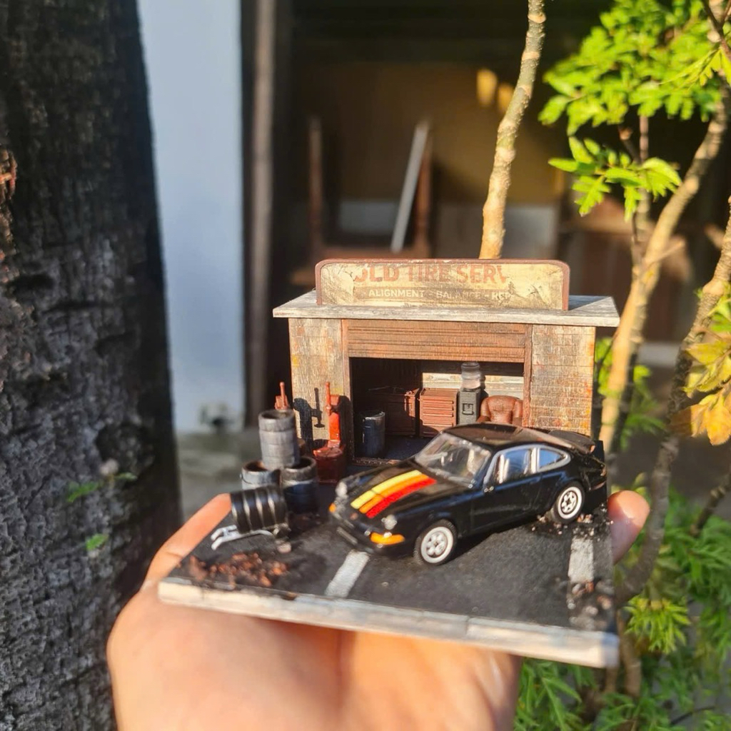 Phôi Set kit garage trang trí diorama 1:64 ( không kèm xe)