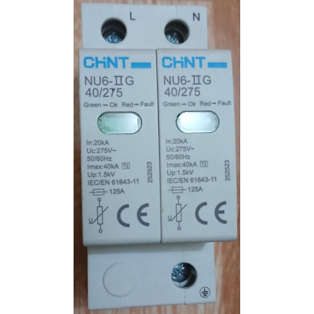 Thiết bị chống sét NU6-IIG 40kA/275V 1P+N 50/60Hz CHINT