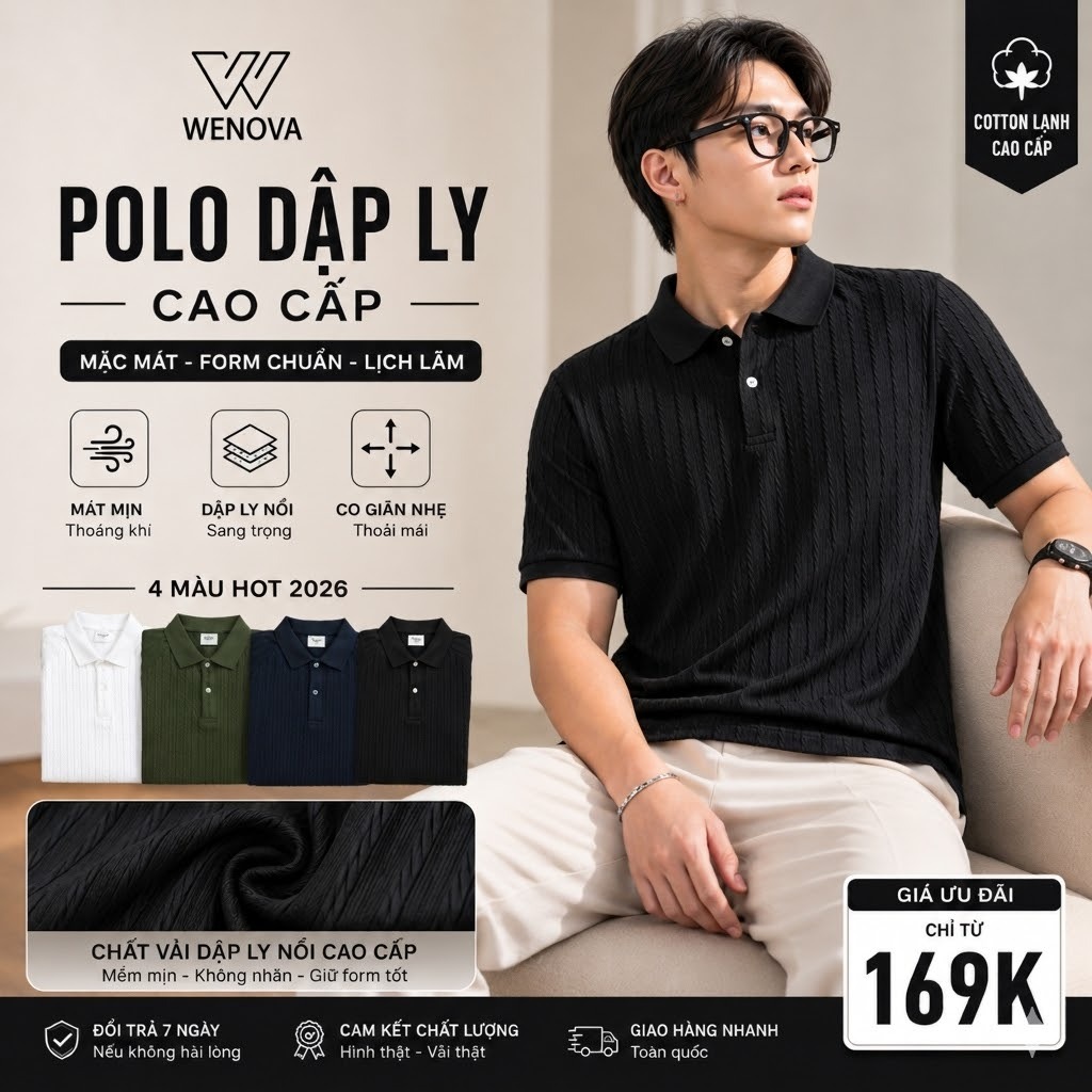 Áo Polo Nam WENOVA Áo Thun Cổ Bẻ Dệt Kim Co Giãn Nhẹ Thanh Lịch PL05