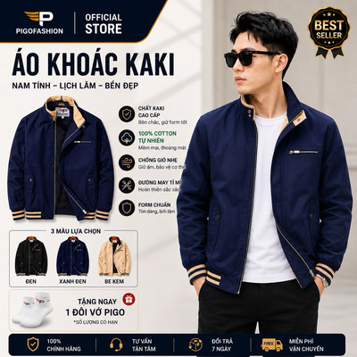 Áo khoác kaki lót dù nam phối bo eo và bo tay giữ dáng SPMPAKK68 - PigoFashion