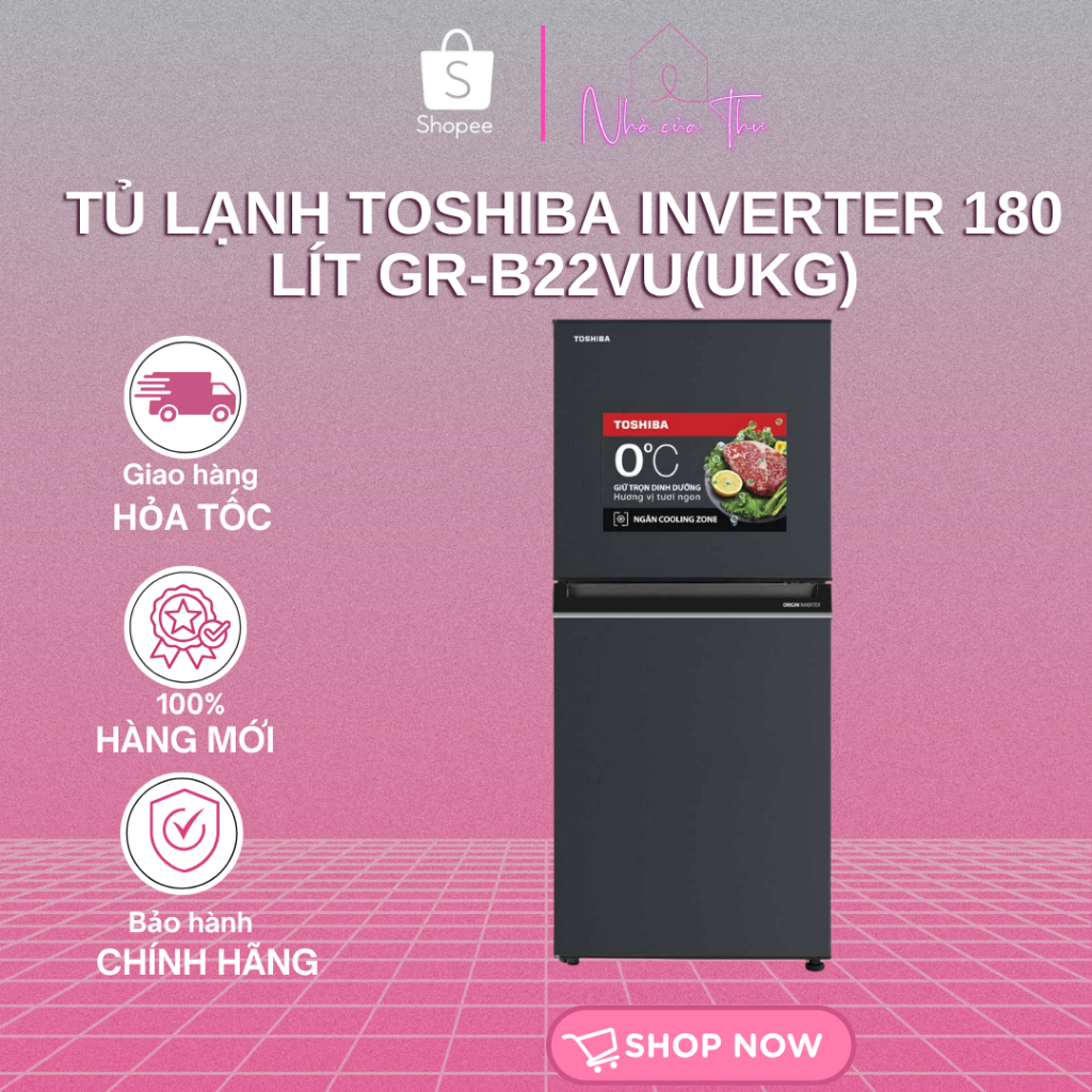 Tủ lạnh Toshiba inverter 180 lít GR-B22VU(UKG)