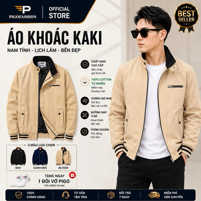 Áo khoác kaki nam phối bo cao cấp SPMPAKK68 dáng ôm người thời trang nhiều màu - PigoFashion