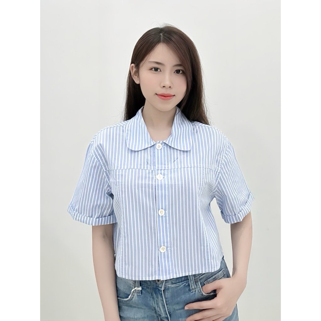 Áo sơmi Nữ tay ngắn form croptop The Blues N60 PVH