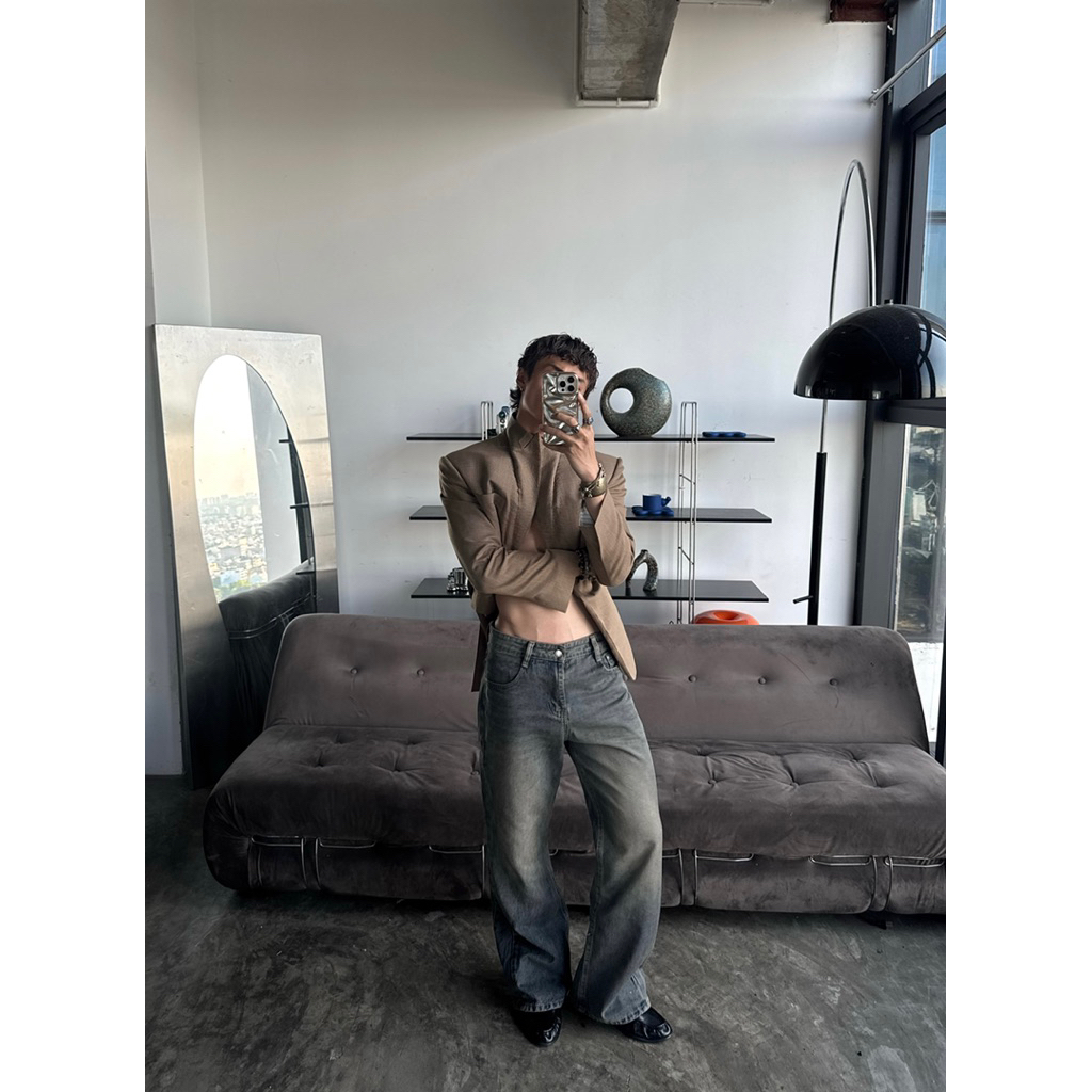 Quần Jean Dài Ống Loe Nhẹ Style Y2k Unisex Nam Nữ