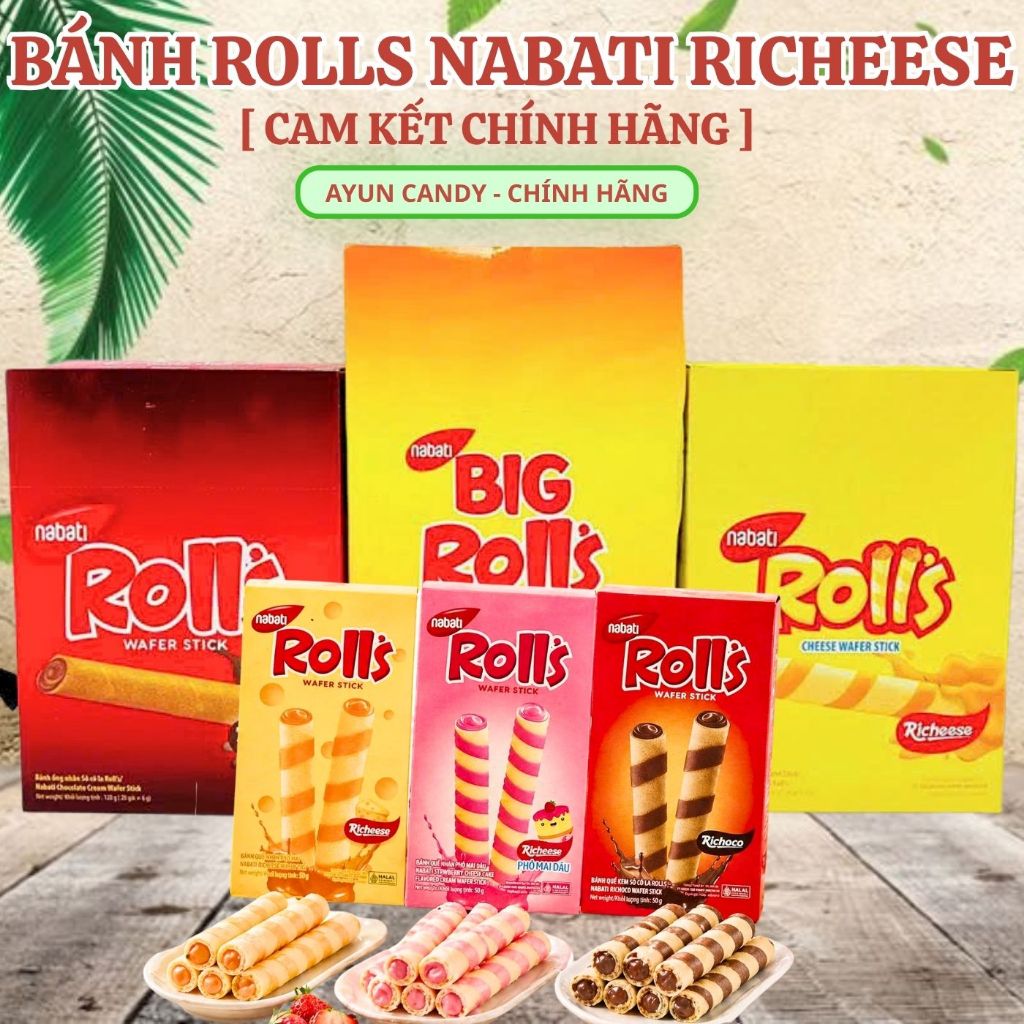 [COMBO 2 HỘP] Bánh Quế Nhân Phô Mai Roll's Nabati Richeese Cheese Cream Wafer Stick - Bánh Quế Nabat
