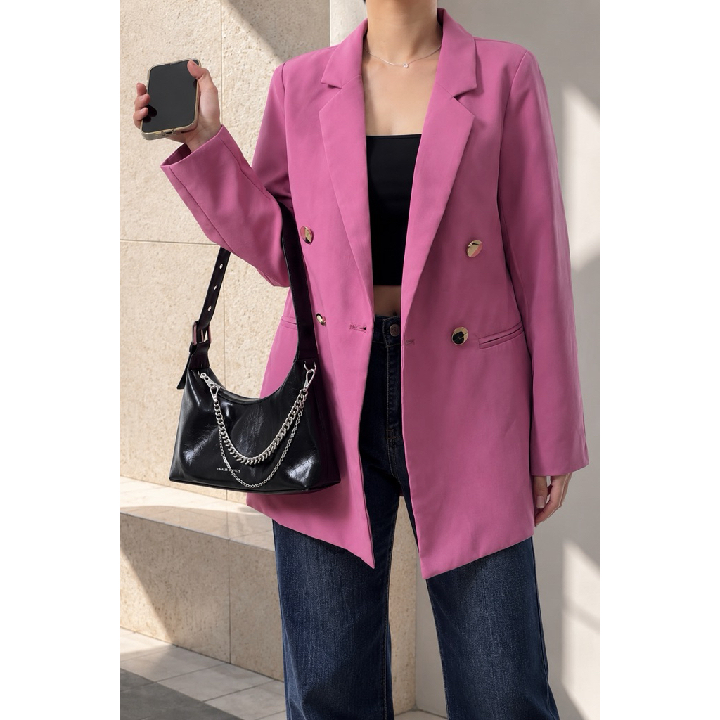 Áo Blazer Nữ Tay Dài Xẻ Tà Sau Lưng ,Thời Trang Công Sở áo Blazer QC, Blazer form rộng