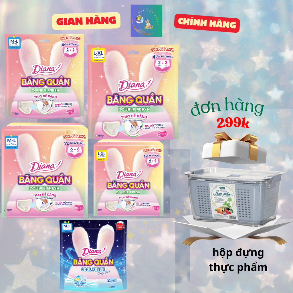 Diana Băng Quần Double Fresh & Cool Fresh – Size M-L, L-XL, Chính Hãng Diana Unicharm