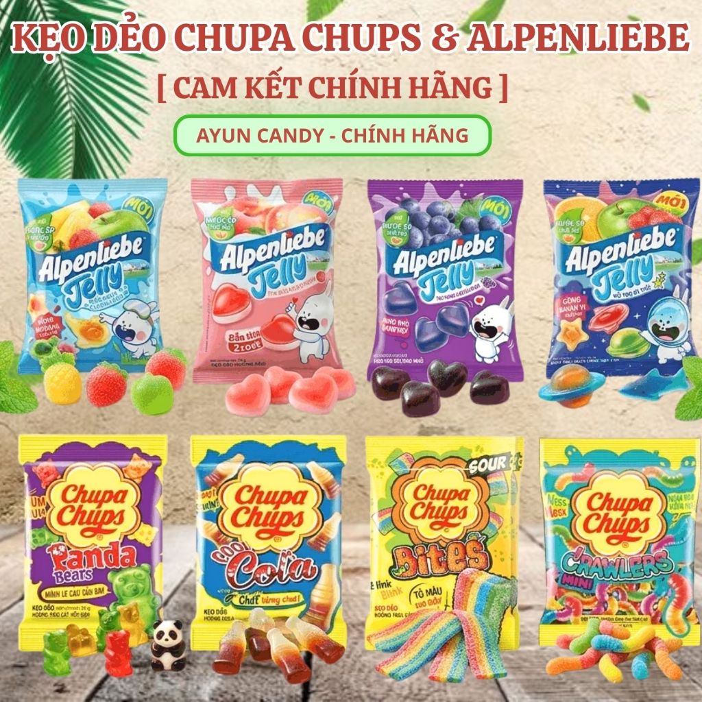 [DÂY 10 GÓI] Kẹo Dẻo Chupa Chups Và Kẹo Dẻo Alpenliebe - Kẹo Dẻo Chip Chip Vị Trái Cây Mix