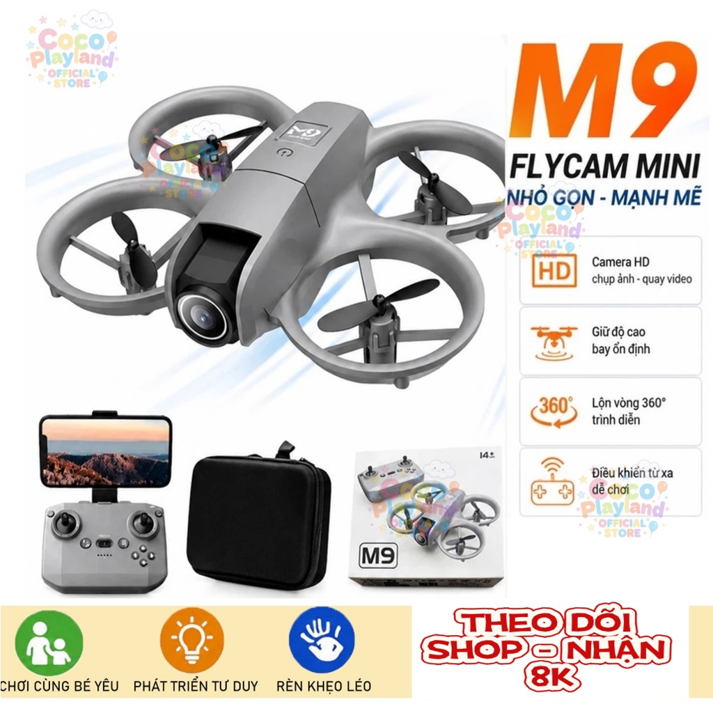 Drone Mini Có Màn Hình FPV - Flycam Gấp Gọn Điều Khiển Từ Xa, Quay Video HD Siêu Nét