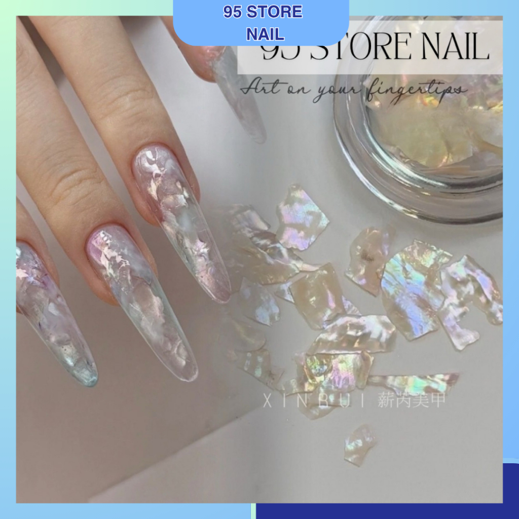 Khay đá Sỏi xà cừ nail , miếng sỏi mỏng. phụ kiện Nail sà cừ trang trí móng.nailgiare95