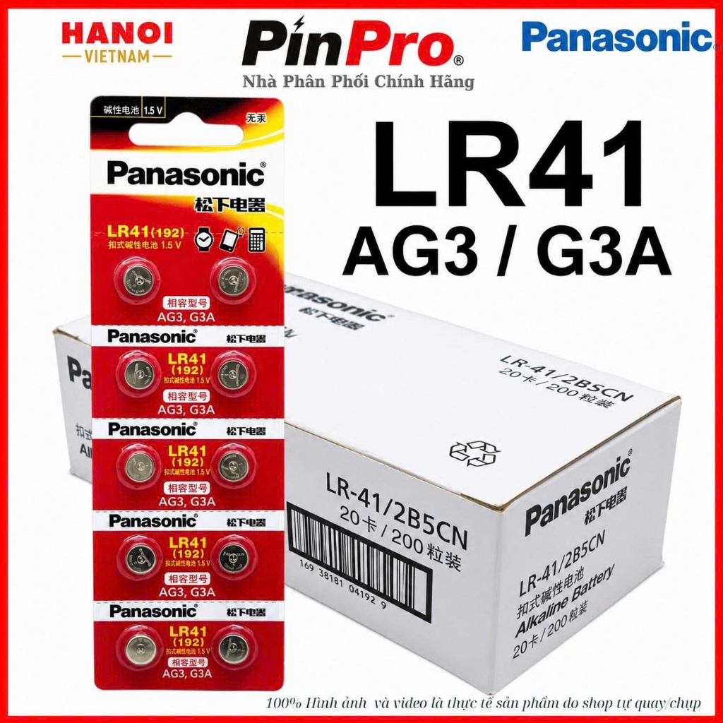 Pin LR41 Panasonic 1.5V Alkaline 192 AG3 V3GS G3A Chính Hãng thay nhiệt kế, đèn led, đồng hồ...