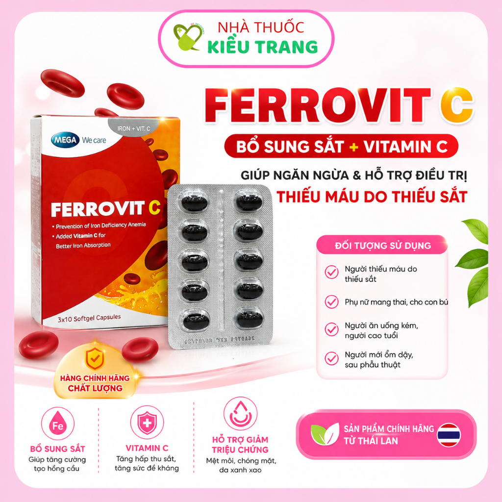 FERROVIT C - Hỗ trợ giảm thiếu máu do thiếu sắt, tăng cường sức khỏe mỗi ngày