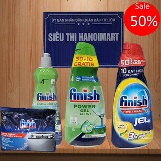 Combo xà phòng nước rửa bát Finish Gel eco 900ml + Nước làm bóng bát finish Hữu cơ 400ml + Muối rửa bát Finish 1kg