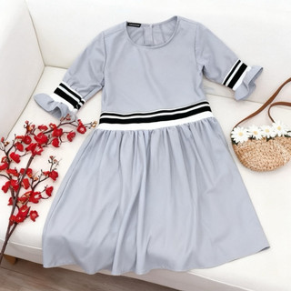 Đầm babydoll xám phối bo thun phong cách hàn quốc (kèm hình thật)