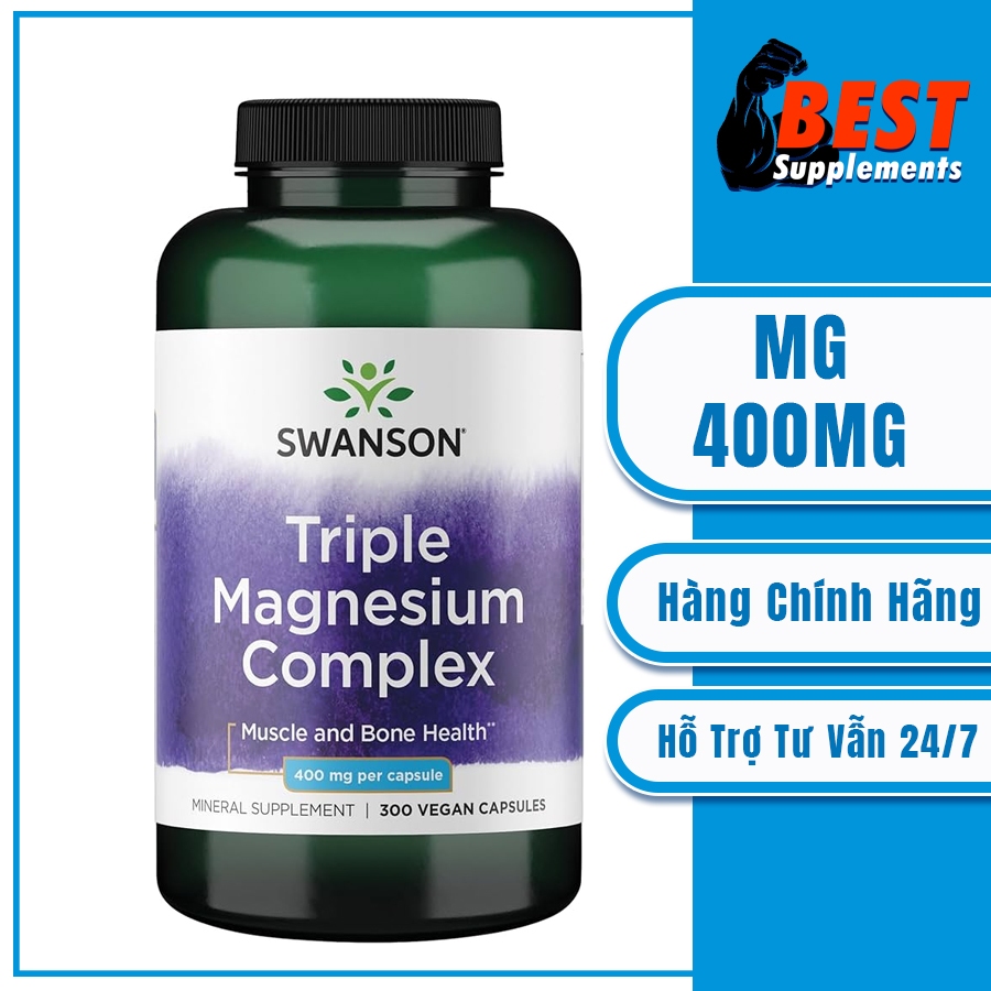SWANSON -  Viên Uống TRIPLE MAGNESIUM COMPLEX 400mg