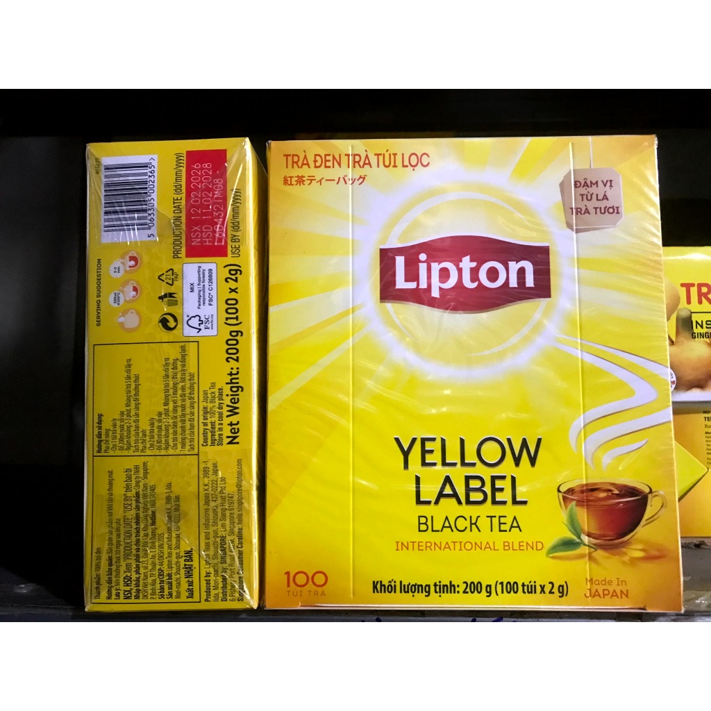 02 Hộp Trà Túi Lọc Lipton Nhãn Vàng (Hộp 100 túi) - Trà Đen Lipton Chính Hãng