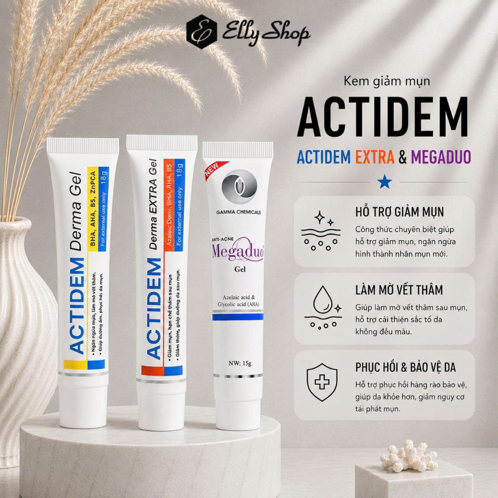[Công Ty] Gel Chấm Cải Thiện Mụn, Mờ Thâm Actidem Derma Gel / Extra Gel / Megaduo - Ellyhouse Tiny T