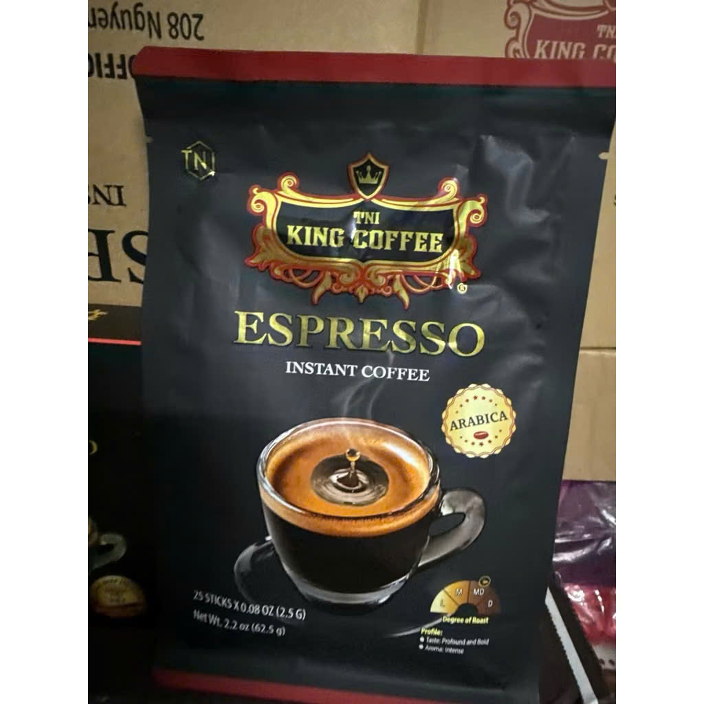Cà phê đen hòa tan Espresso tni king coffee - Bịch 25 gói
