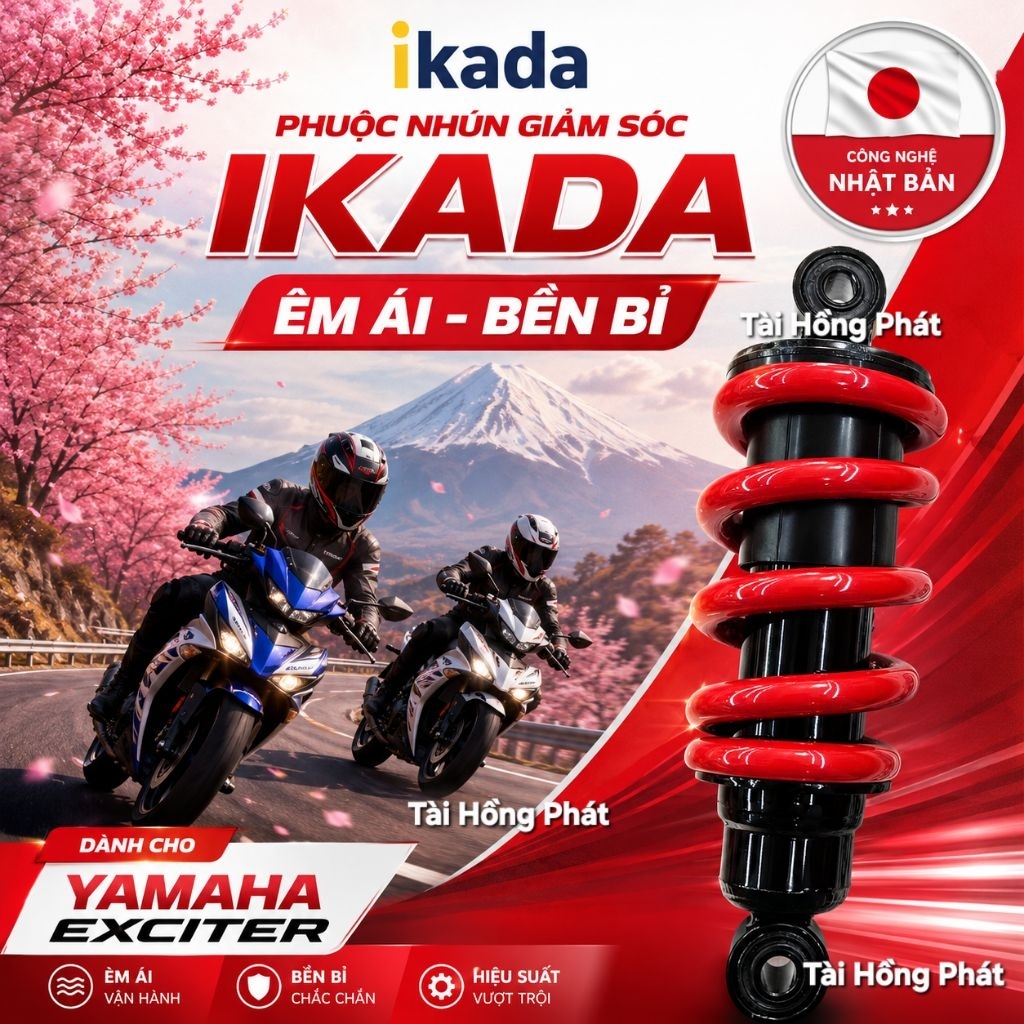 Phuộc SAU EX150 , EX155 IKADA , Dài 208mm.