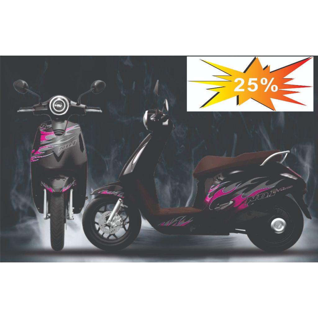 Bộ Tem dán xe ĐIỆN EVO 200 - LITE NEO - GRAND - MAX , mẫu lửa tem đẹp dễ dán bền màu