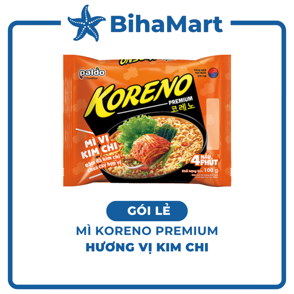 [GÓI LẺ] - PALDO - Mì Koreno Premium hương vị Kim chi, Mì Koreno kim chi Hàn Quốc, Mì kim chi Koreno
