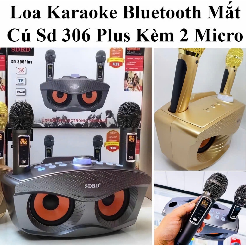 Loa Karaoke Bluetooth Mắt Cú Sd 306 Plus Kèm 2 Micro Siêu Hay (Bản Nâng Cấp Của Sd 306)
