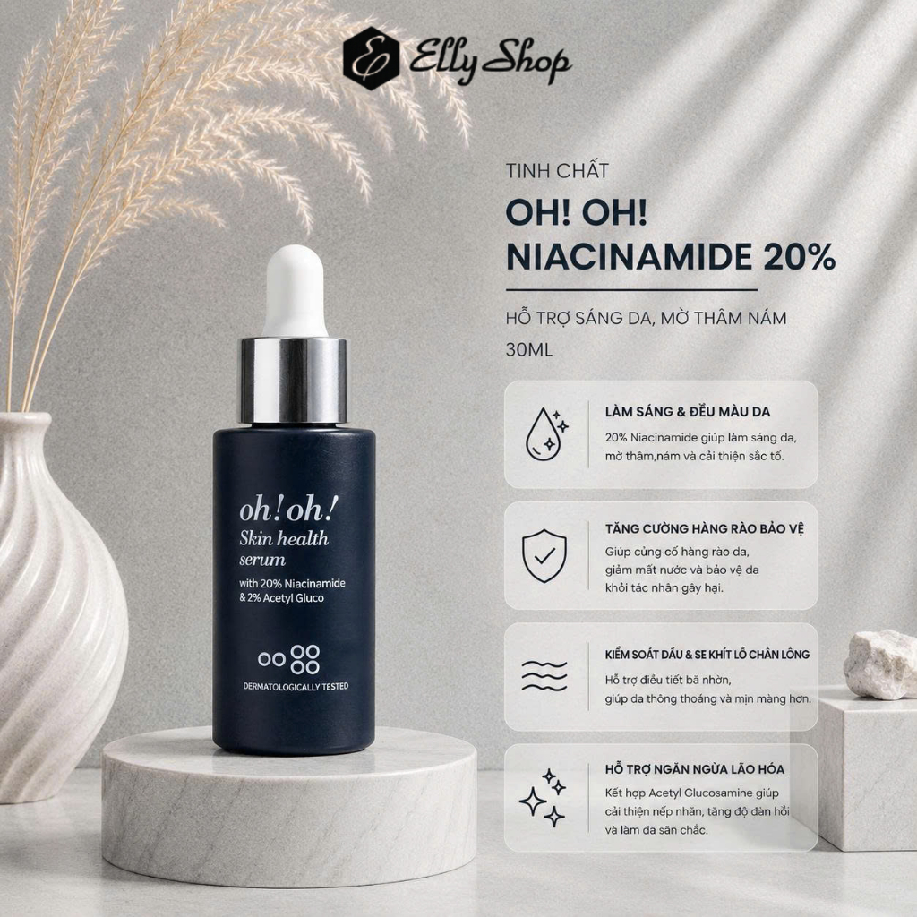 Fullsize Serum Oh Oh Niacinamide 20% Skin Health Serum se lỗ chân lông - Ellyhouse Tiny Try