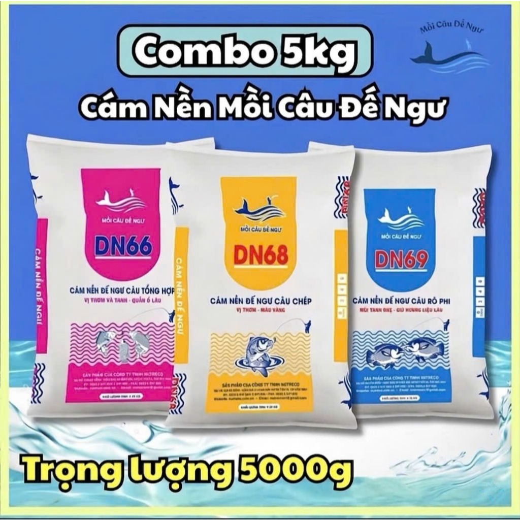 Combo 5kg Cám Nền Đế Ngư - DN68 Thơm (Câu Chép) - DN69 Tanh (Câu Rô) - DN66 Thơm Tanh (Câu Tổng Hợp)