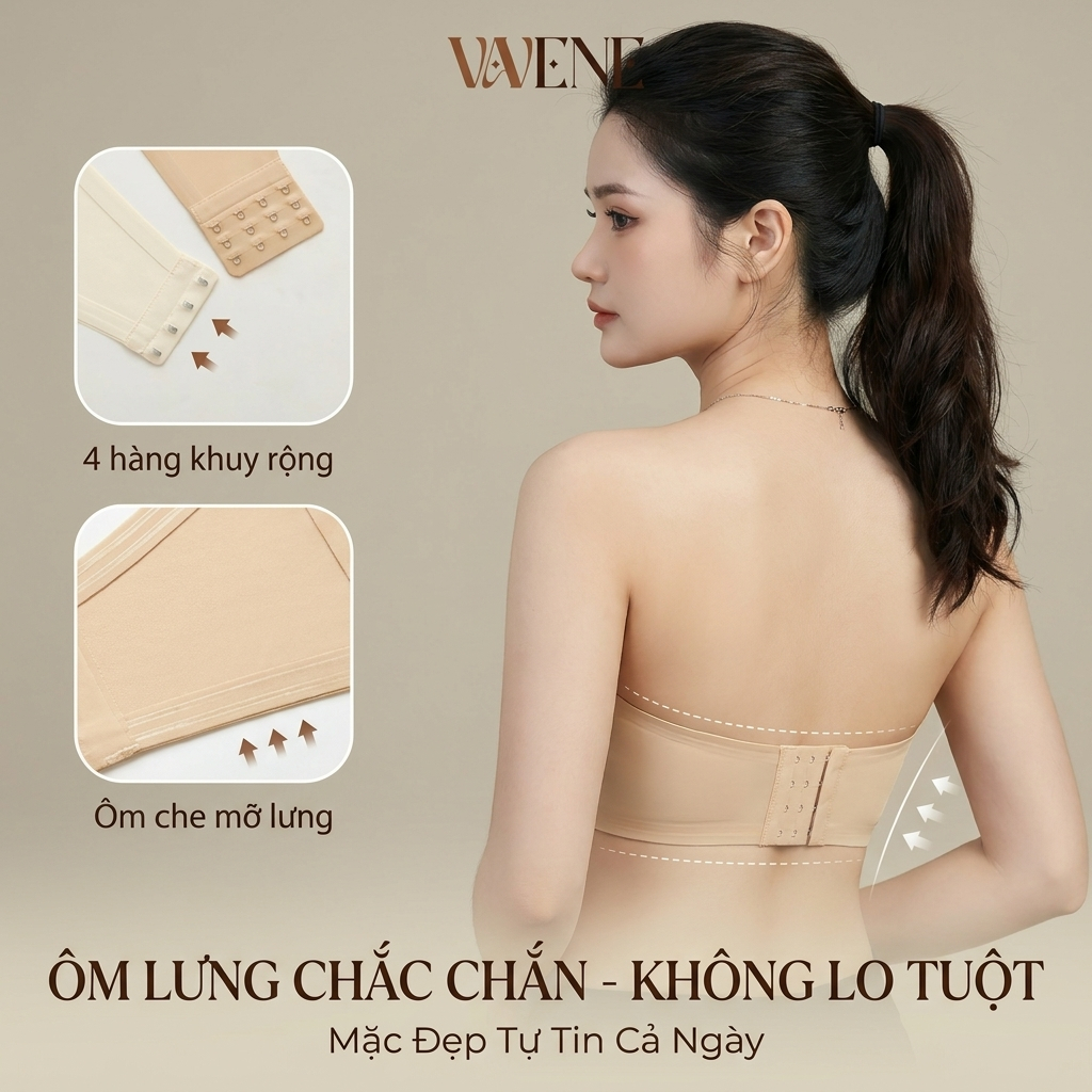 Áo lót quây, áo su kem nền TÀNG HÌNH cao cấp đệm 1,5cm, AL19 không viền chống tụt có đệm mút chống xệ | BigBuy360 - bigbuy360.vn