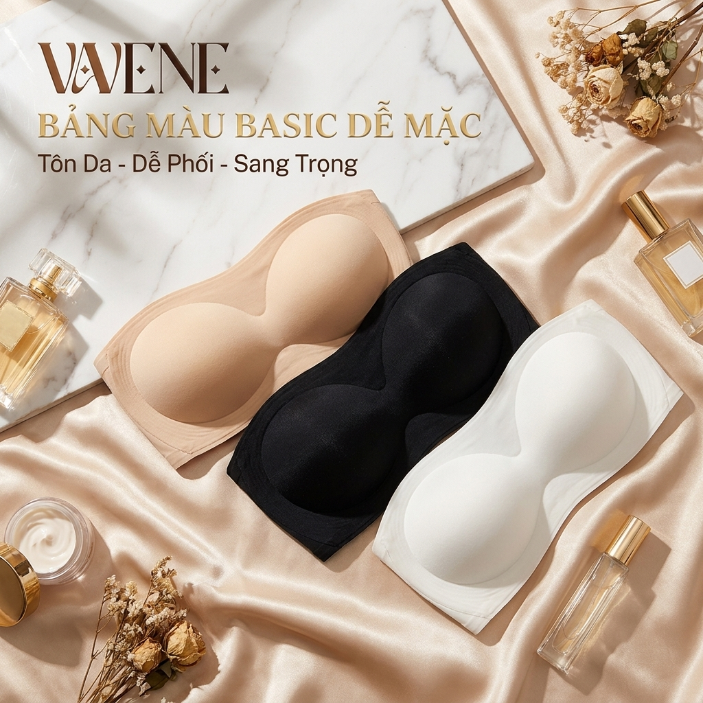 Áo lót quây, áo su kem nền TÀNG HÌNH cao cấp đệm 1,5cm, AL19 không viền chống tụt có đệm mút chống xệ | BigBuy360 - bigbuy360.vn