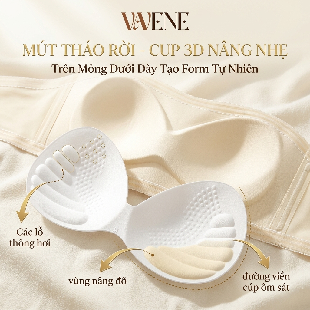 Áo lót quây, áo su kem nền TÀNG HÌNH cao cấp đệm 1,5cm, AL19 không viền chống tụt có đệm mút chống xệ | BigBuy360 - bigbuy360.vn