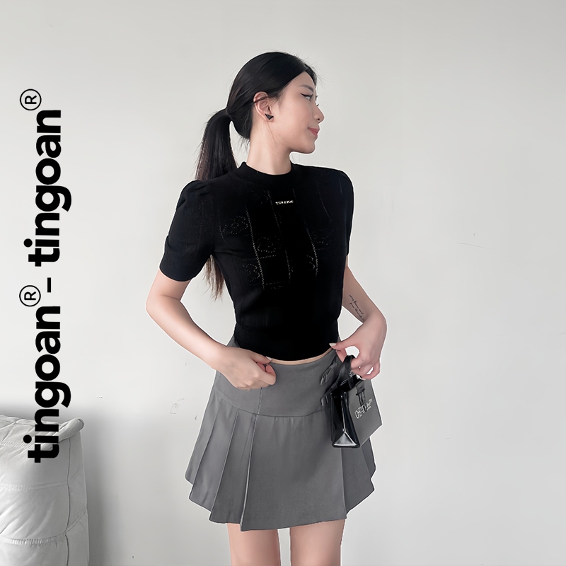 TINGOAN® x KOL - Áo len crop lửng in vân hoa FLOWER TOP | BigBuy360 - bigbuy360.vn