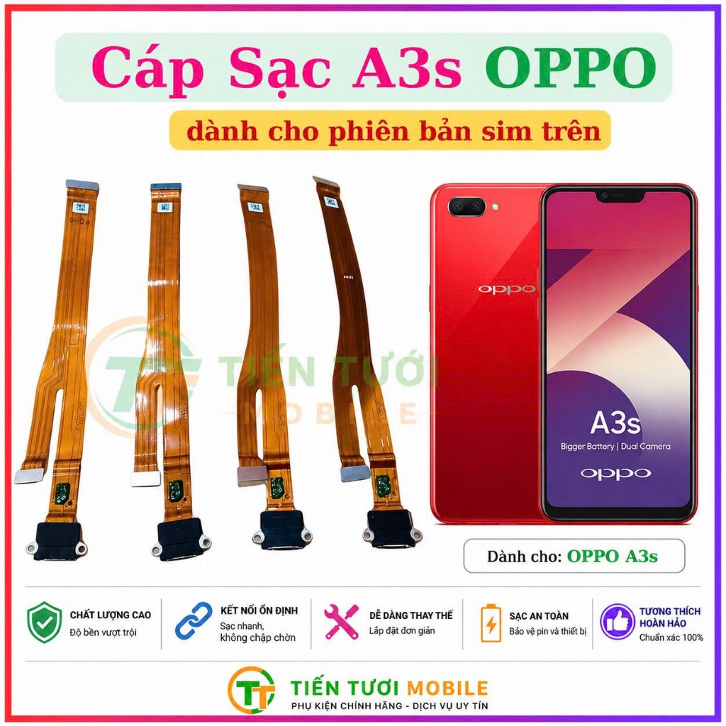 Cáp sạc oppo a3s,bản dành cho sim trên