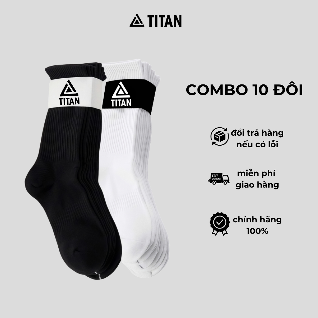 Tất Vớ Nam Nữ TITAN Cổ Cao Chơi thể thao co giãn 4 chiều, thấm hút mồ hôi tốt