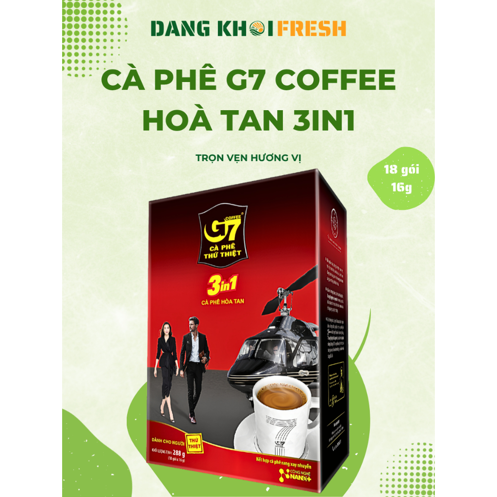 Cafe Hòa Tan G7 Rang Xay Nhuyễn 3in1 Cà Phê Trung Nguyên Legend Thượng Hạng Gói Dài 18 Gói x 16g