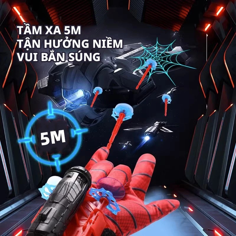 Bộ 8 món đồ chơi bắn mạng nhện Người Nhện, hút cực mạnh nam châm, bao gồm dây…