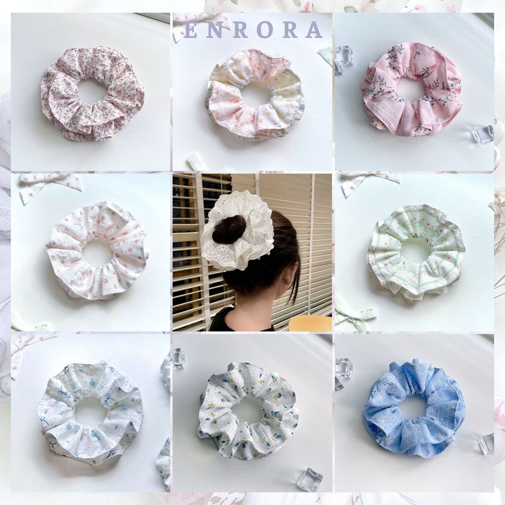 Scrunchies ENRORA Cột Tóc Vải 2 Tầng  [Handmade]