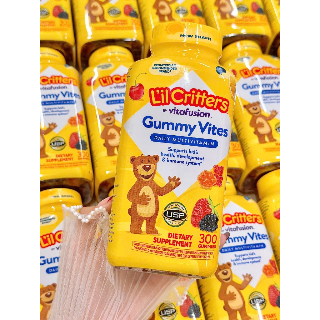 Kẹo Dẻo Gấu Bổ Sung Vitamin Cho Trẻ Em Của Mỹ Gummy Vites L'il Critters Mutivitamin 300 Viên- USA