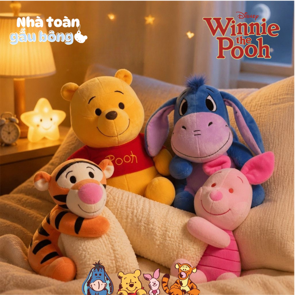 Gấu Bông Winnie The Pooh Bản Nhỏ 22cm Đáng Yêu, Lừa Eeyore Hổ Tigger Heo Piglet Cao Cấp, Quà Tặng gấ