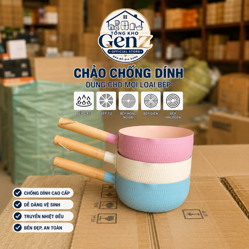 Chảo chống dính bếp từ sâu lòng vân đá 18cm dùng cho mọi loại bếp ,hàng cao cấp (LOẠI 1)