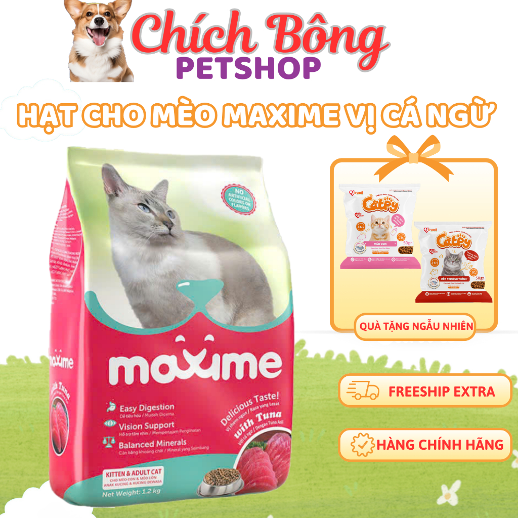 Hạt cho mèo vị cá ngừ maxime, thức ăn cho mèo mọi lứa tuổi maxime vị cá ngừ, hạt cho mèo maxime
