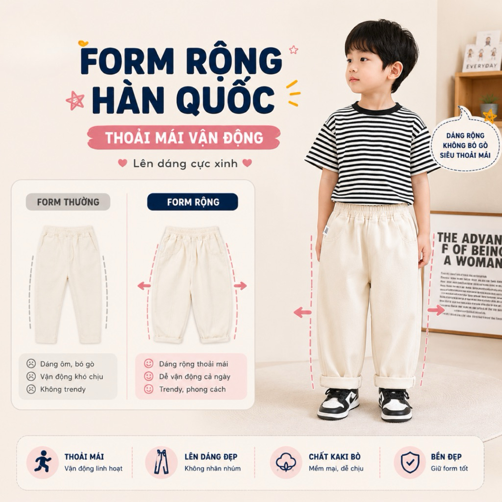 Min Shop-quần kaki bò dáng baggy cho bé thời trang