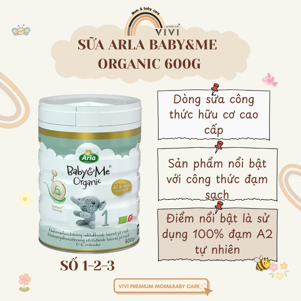 Sữa Bột Arla Baby&Me A2 Organic Số 1,2,3 - 600g - Vivi premium mall