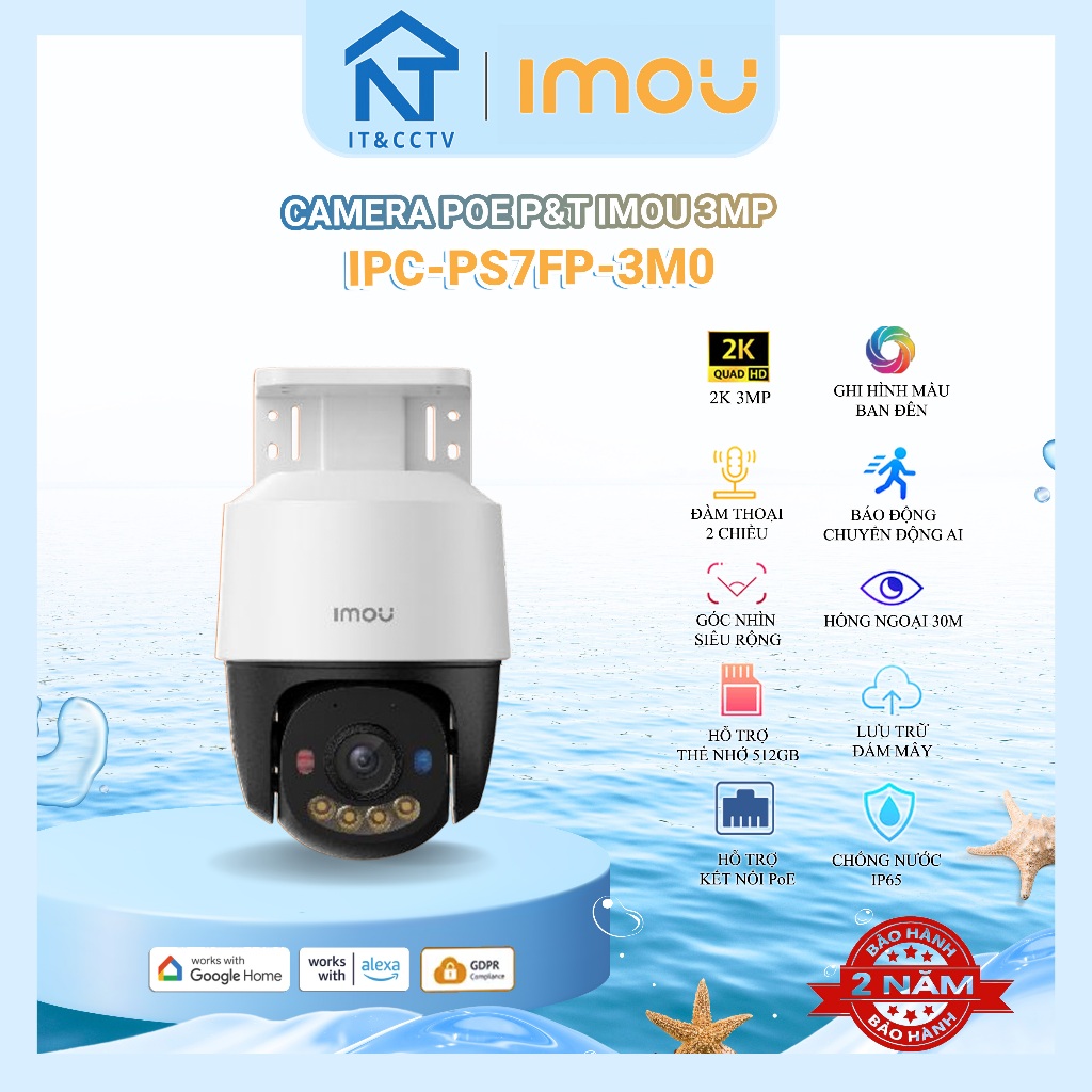 [IMOU Chính Hãng] Camera Wifi Ngoài Trời IMOU IPC-PS7FP 3MP/5MP – Camera Quay Quét POE H.265, Full C